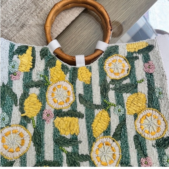 Beaded Lemon Pattern Tote Bag Bamboo Handles and crossbody strap tjmaxx viral - Picture 1 of 8
